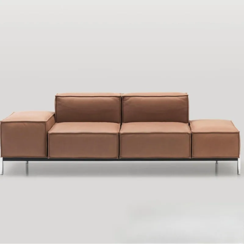 Design Creative B & B Leather Art First Layer Cowhide Iron Art Metal Bottom Frame PU Microfiber Leather Single Double Sofa