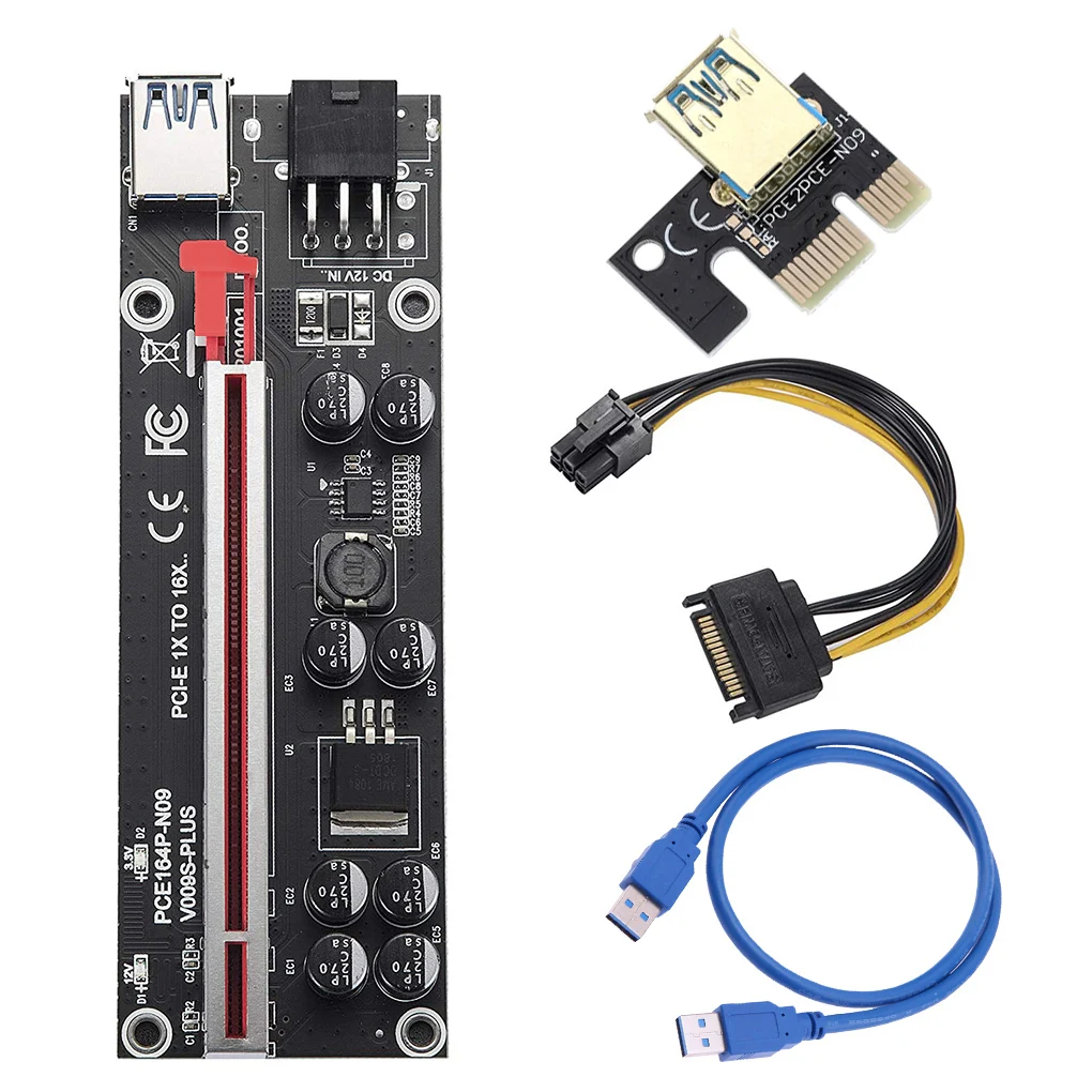 

PCI-E 1x to 6x Powered USB3.0 Extender Card Board Portable Mini Mining Adapter LED Light Equipment Accessories Miner