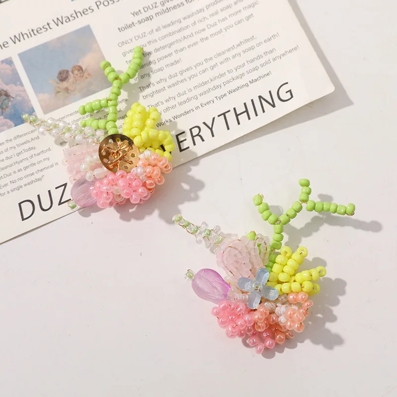 Premium Crystal Pearl Shoe Charms for Jelly Clogs Summer Dopamine Girl Twig Flower Cluster DIY Hand Woven Bead Material