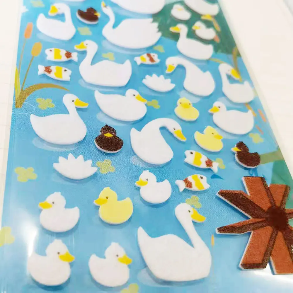 Śliczne Swan Seal filc naklejki Scrapbooking materiał pamiętnik dekoracyjne dziennik koreański naklejki Handwork Hobby DIY zapasy rzemieślnicze