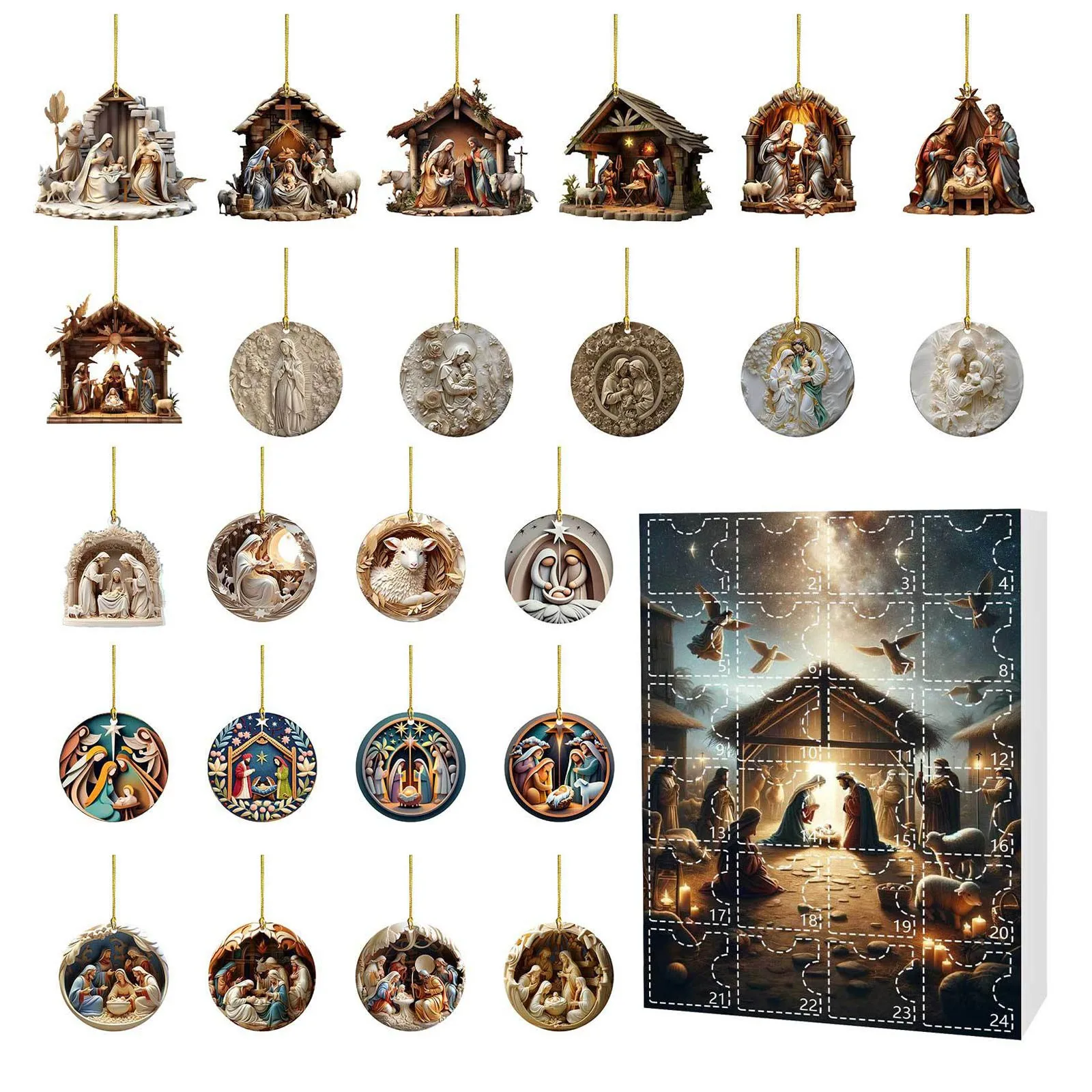 Conto alla rovescia per Natale per bambini Decorazioni per l'albero di Natale Calendario dell'Avvento 2024 Decorazioni natalizie Scena Grande cronometro Orologio