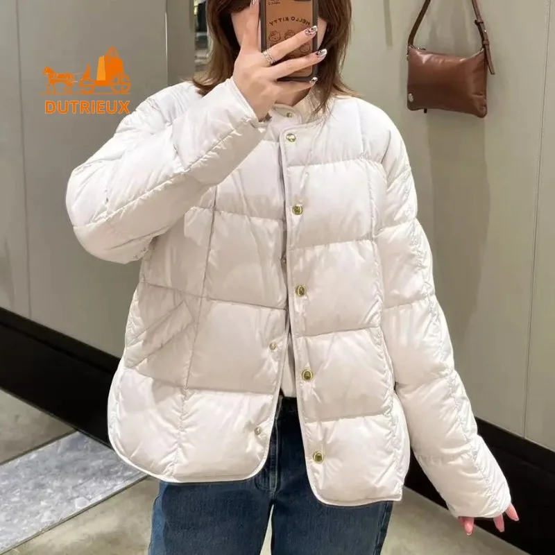 2025 Winter New Women's Daily Casual Short Down Jacket, 90% White Goose Down Filling, Simple and Fashionable Warm Coat for Women