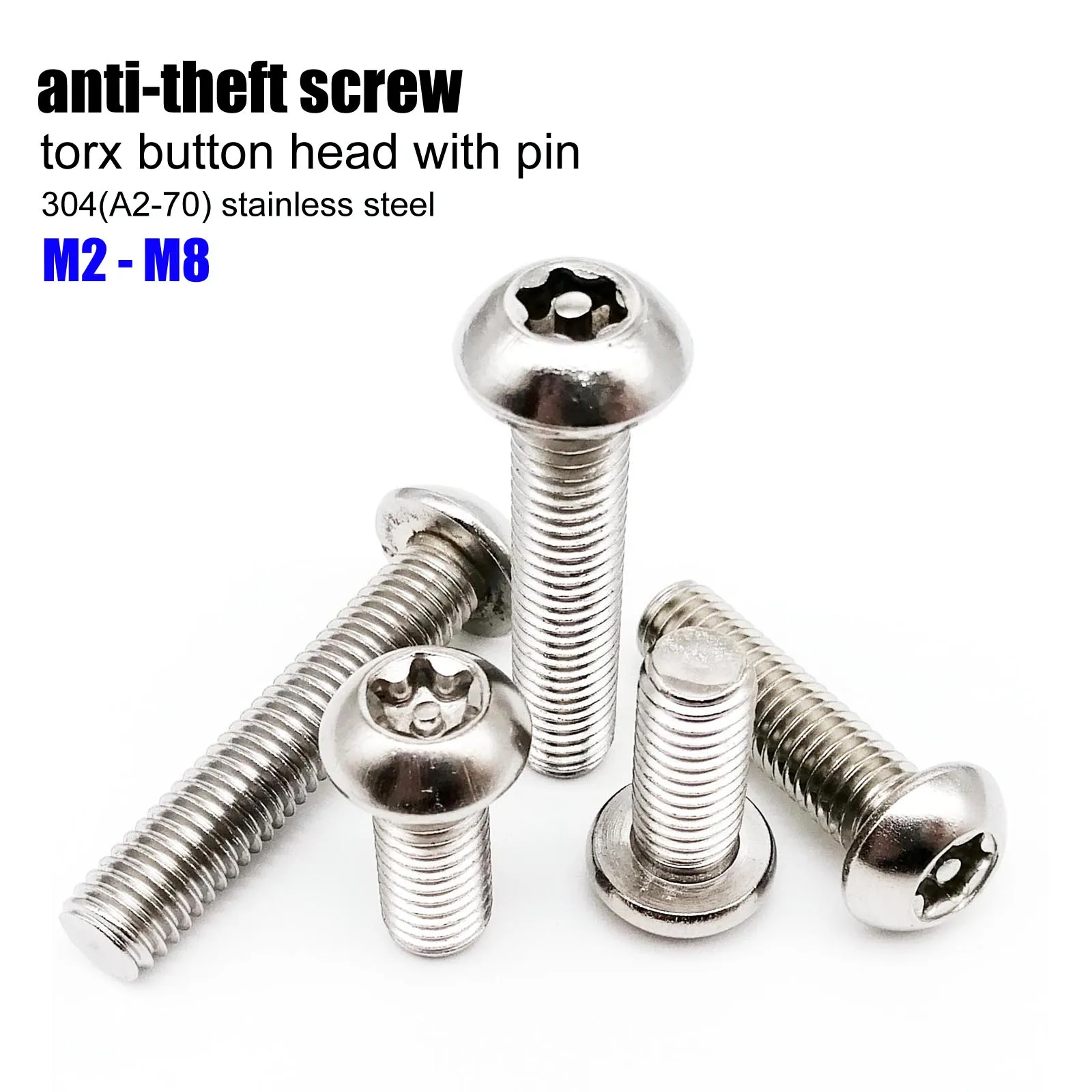 uxcell Lot de 4 vis à métaux Torx M8 x 70 mm en acier inoxydable 304