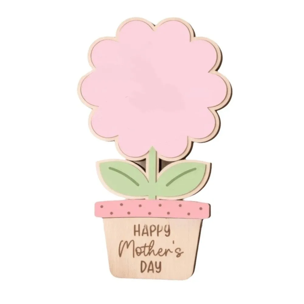 

Hand Painted Mother's Day Plaque Decoration Mom Gifts DIY Handprint Sign 2D Flat Ornament Wooden Flower Craft
