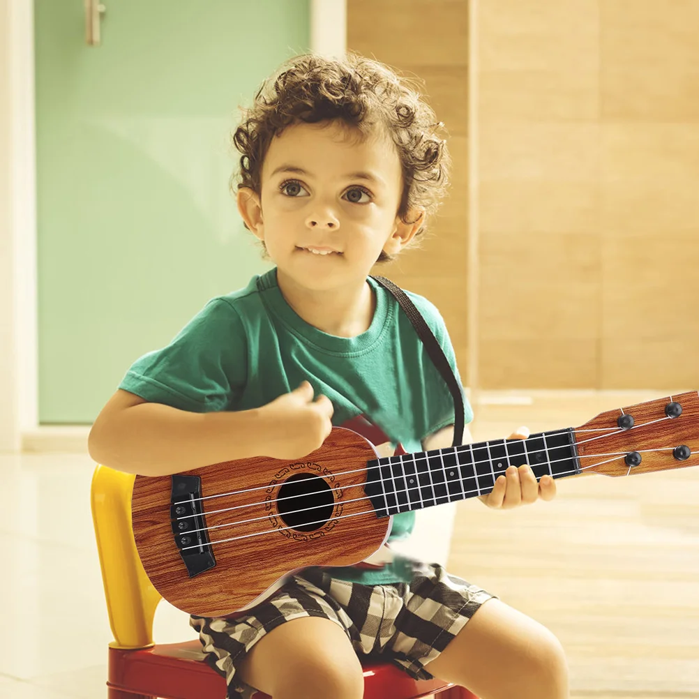 Mainan gitar Ukulele, alat musik Mini anak-anak, mainan belajar edukasi balita, mainan gitar kayu