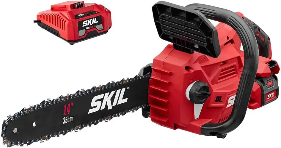 SKIL PWR CORE 40 Brushless 40V 14”Lightweight Chainsaw Kit Tool-free Chain Tension & Auto Lubrication Includes 2.5Ah Battery