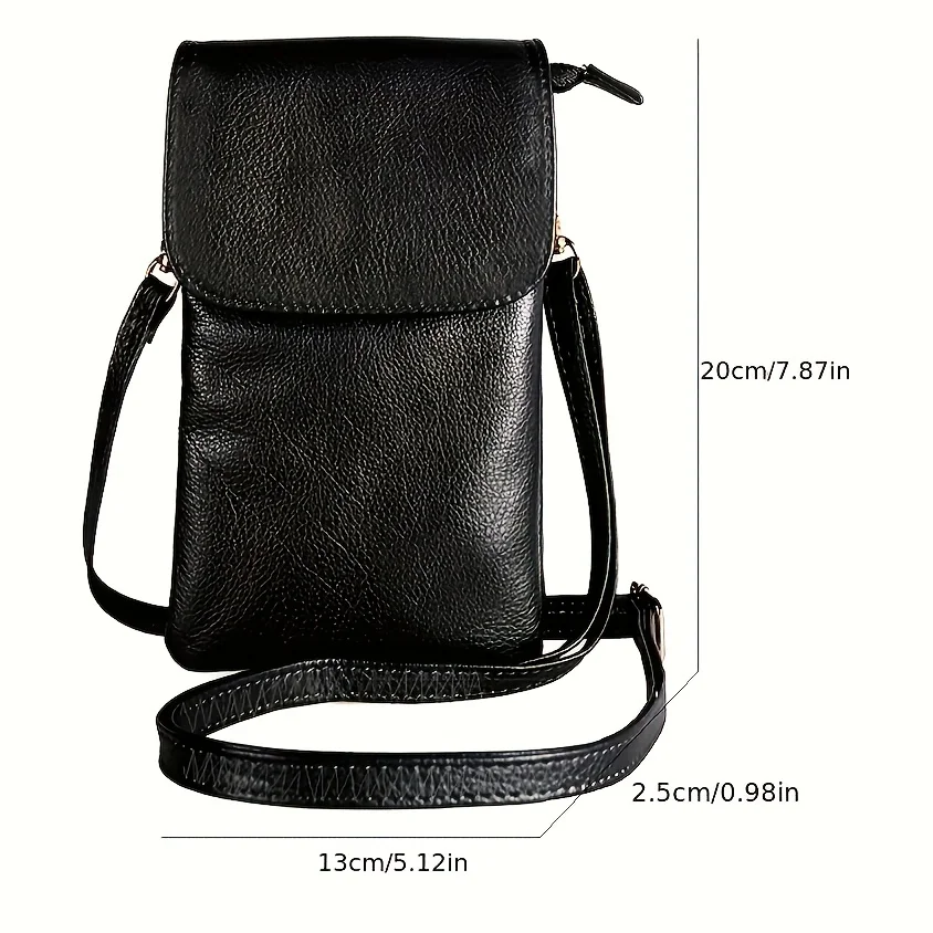 Women Leather Crossbody Phone Bag Small Shoulder Bag Double Zipper Wallet Multi Pocket Card Holder Mini Messenger Bag image 6