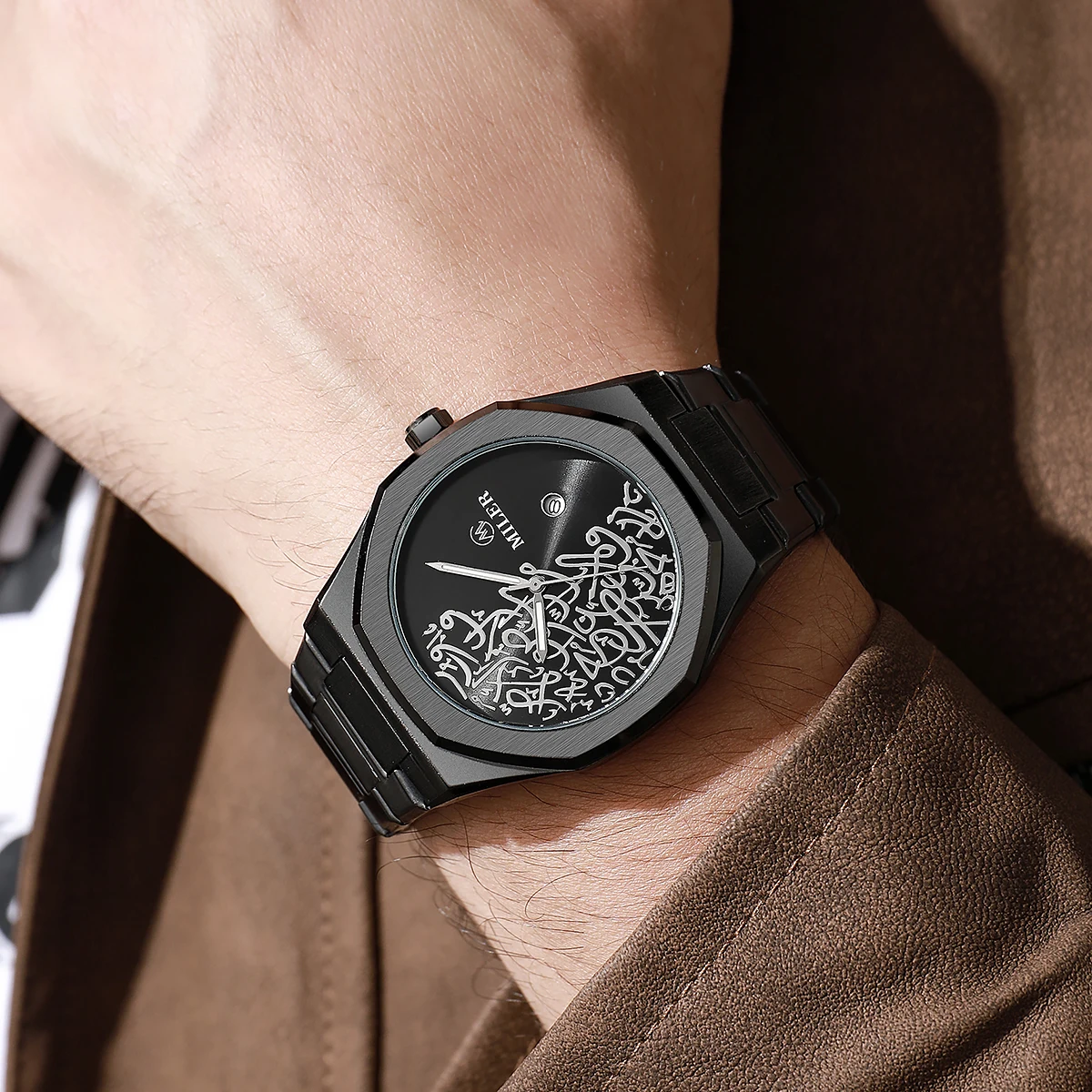 Men Watches Gold Top Brand Luxury Stainless Steel Watchband High Quality Male Clock Dropshipping Creative Design Date Wristwatch