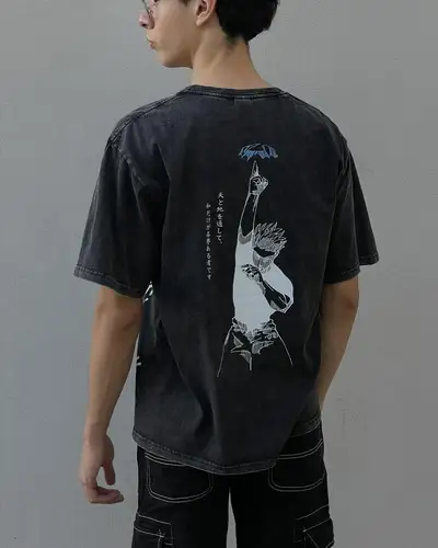Imagen 2 del producto Gojo Satoru Jujutsu Kaisen camiseta hombres mujeres camiseta lavada de gran tamaño Y2k Camiseta de algodón ropa de calle de manga corta Top Tee