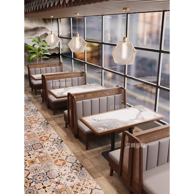 

Tea House Restaurant Card Seat Sofa Dining Table Commercial Industrial Style Catering Shop BBQ Shop Cafe Rattan Table and Chair