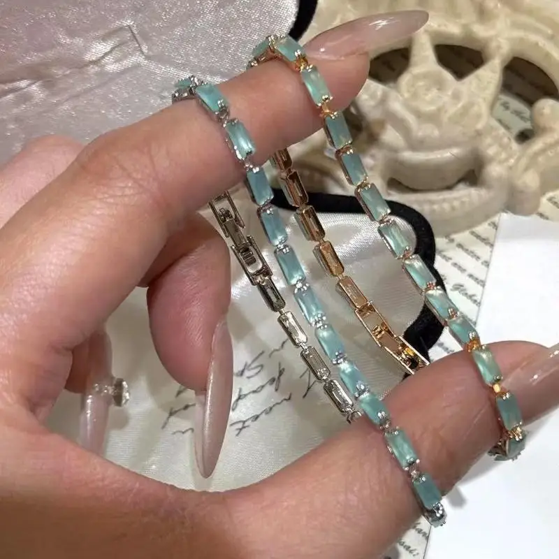 Luxuriöses Funkelndes Kristall-Armband für Damen, Bunte Zirkon-Verzierte Kette, Hochwertiger Schmuck für Verlobungsfeier, Brautgeschenk – Detail 5