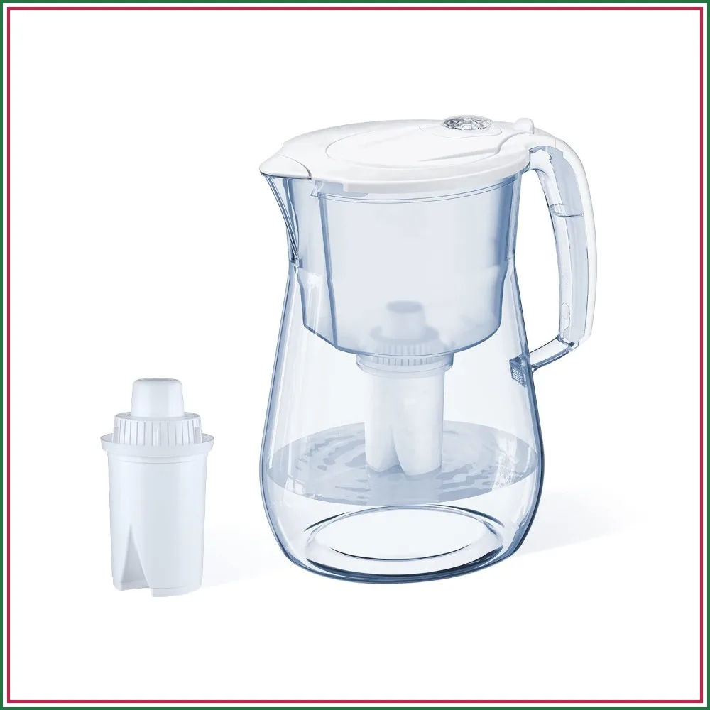 

12 Cup Water Filter Pitcher with B15 Filter, Reduces Chlorine & Heavy Metals, Fast Flow, BPA-Free, Dishwasher Safe, White