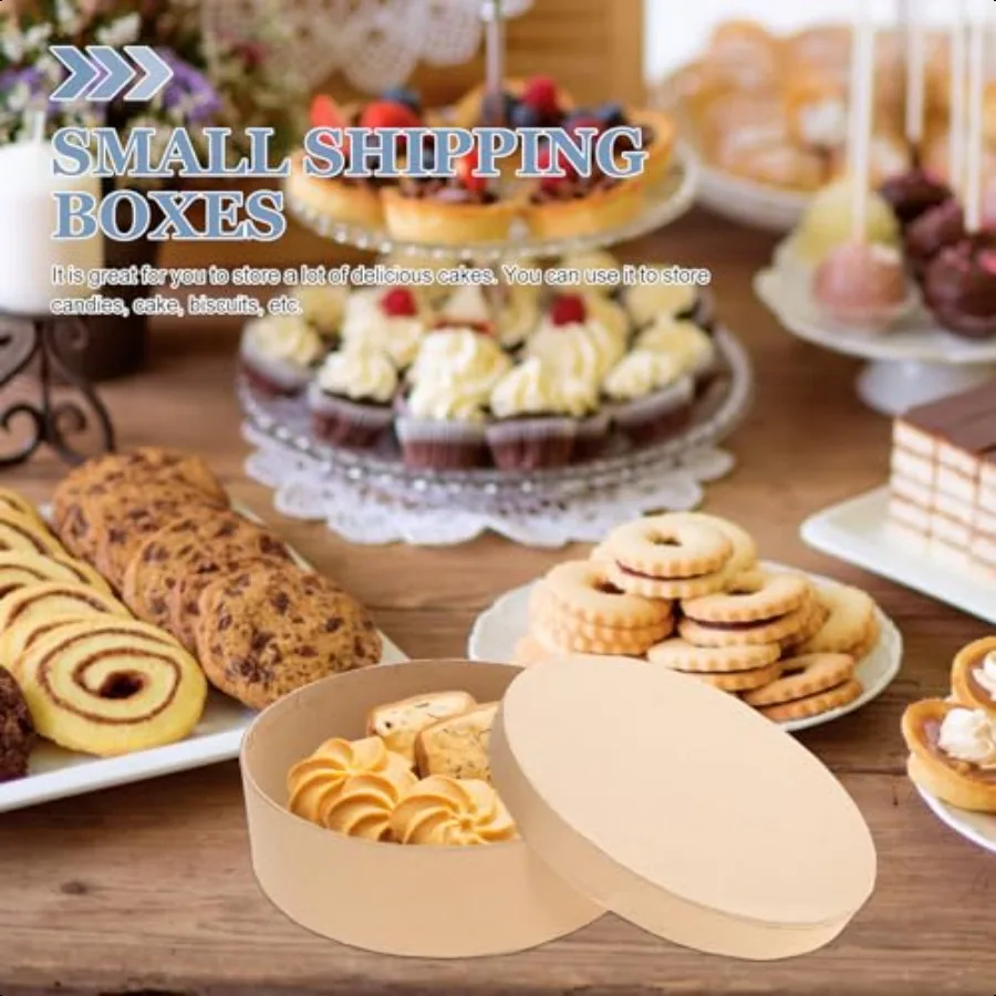 Caixas de presente 5 peças de papel redondo para aninhamento, caixas com tampas, tamanhos variados para artesanato, doces, biscoitos, itens pequenos, decoração de casamento