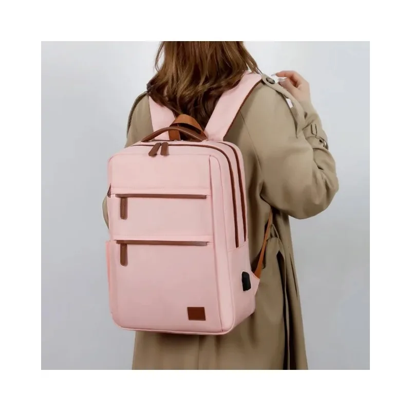 Versatile Multifunctional Business Backpack Roomy Simple Solid Color College Student Laptop Bag