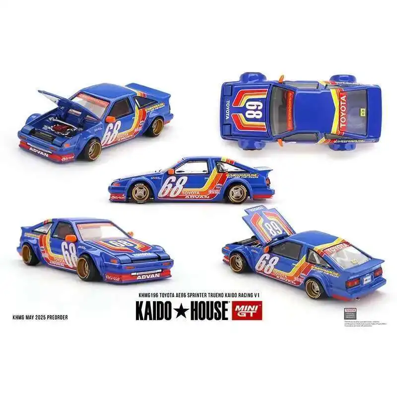 ما قبل البيع KHMG 196 1:64 تويوتا AE86 سبرينتر Trueno Kaido Racing V1 غطاء محرك السيارة القابل للفتح دييكاست نموذج سيارة Kaido House MINIGT