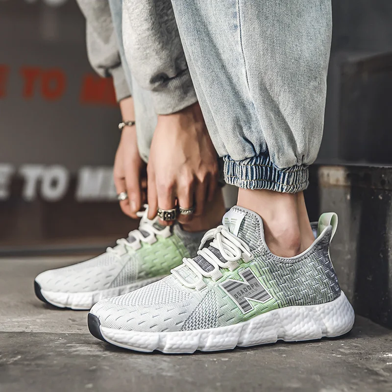 

New men's sports shoes with woven mesh surface, casual, shock-absorbing, lightweight and anti-slip running shoes for women