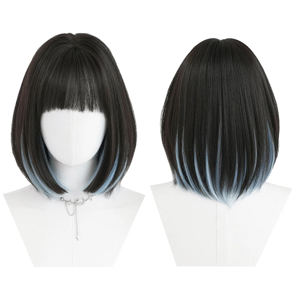 2026 New Purple Highlights Short Straight Bob Synthetic Wig Natural And Heat-Resistant Wig Suitable For Women'S Daily Parties