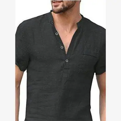 남성 캐주얼 스탠드 칼라 티셔츠 2024년 여름 신상 패셔너블 루즈핏 청소년 스포츠 씬 단색