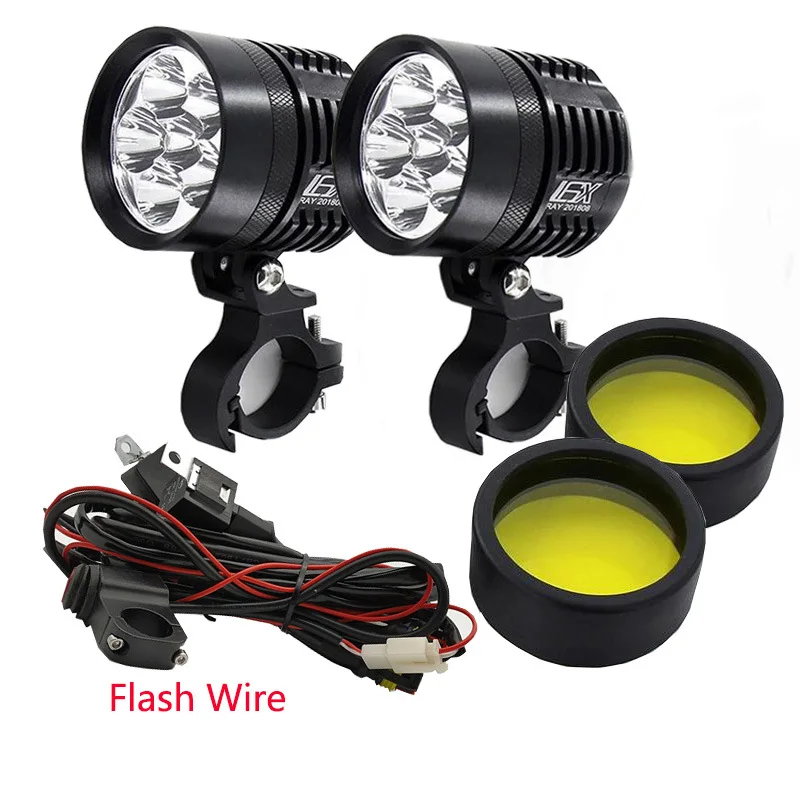 

General motorcycle fog light external spotlight L6X yellow lens flashing super bright paving 6 bead modified light
