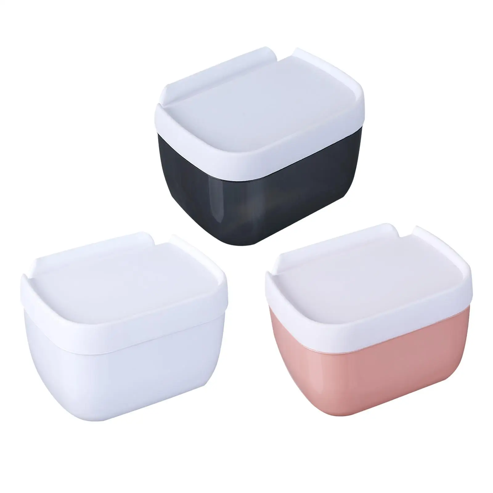 Bathroom Tissue Holder Box Punch Free Plastic Waterproof Roll Dispenser with Storage Tray for Apartment Use