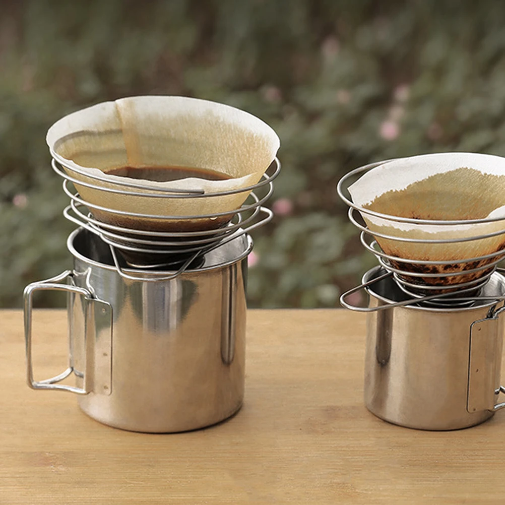 

Portable Coffee Filter Funnel Dripper Cup Silver Collapsible Foldable Travel Strainer Manual Brewer Stainless Steel