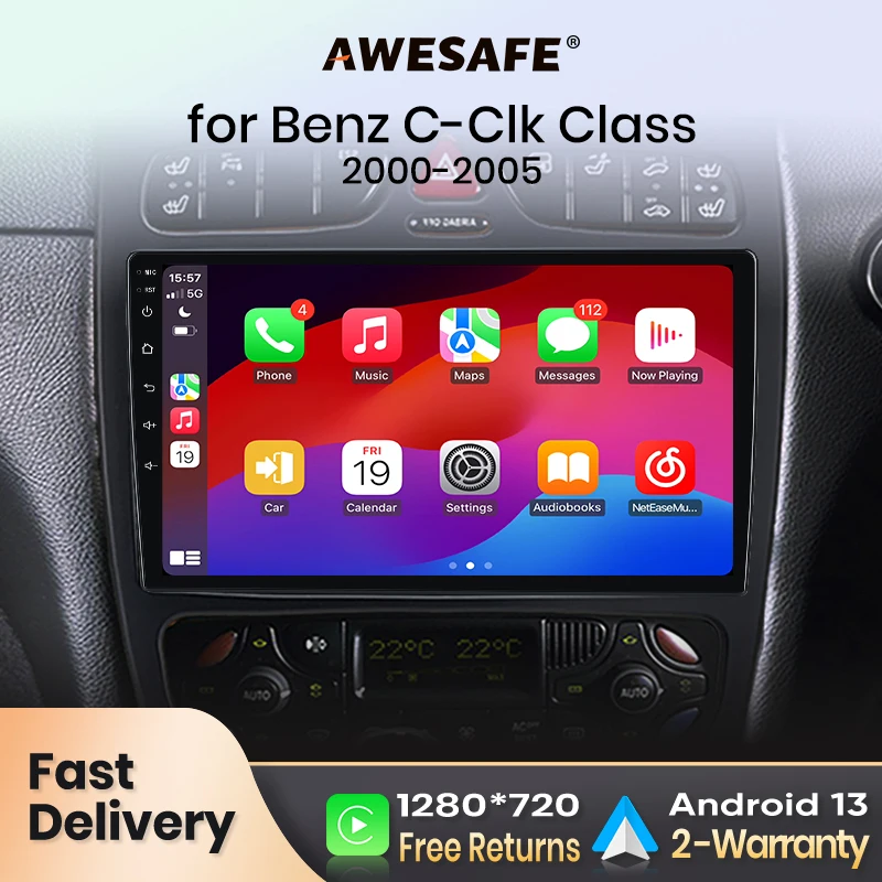 AWESAFE Car Radio for Mercedes Benz C Class CLK Class S203 W203 W209 A209 2000-2005 Multimedia GPS Navigation Wireless CarPlay