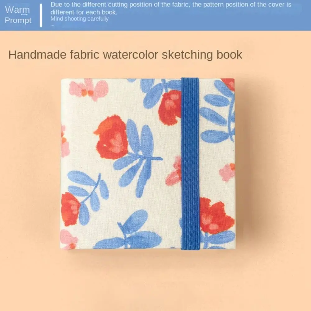 

Flower Mini Fabric Watercolor Book Colorful 20 Sheets Watercolor Sketchbook Paper Pad Square Mini Watercolor Painting Book