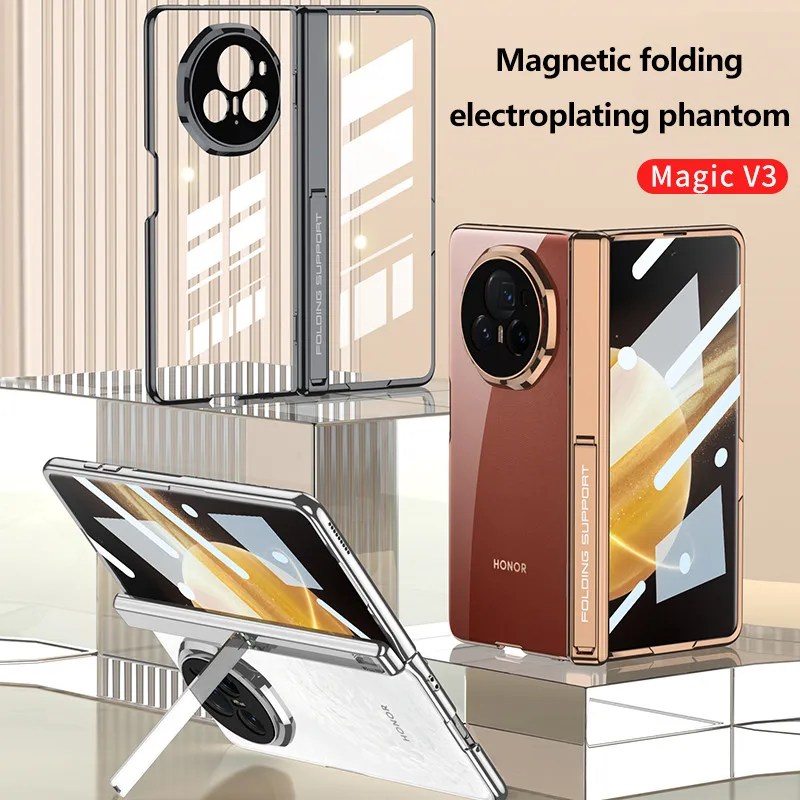 Transprent Phantom Magnetic Hinge Folding Stand Style Protective Case Cover For Honor Magic V3