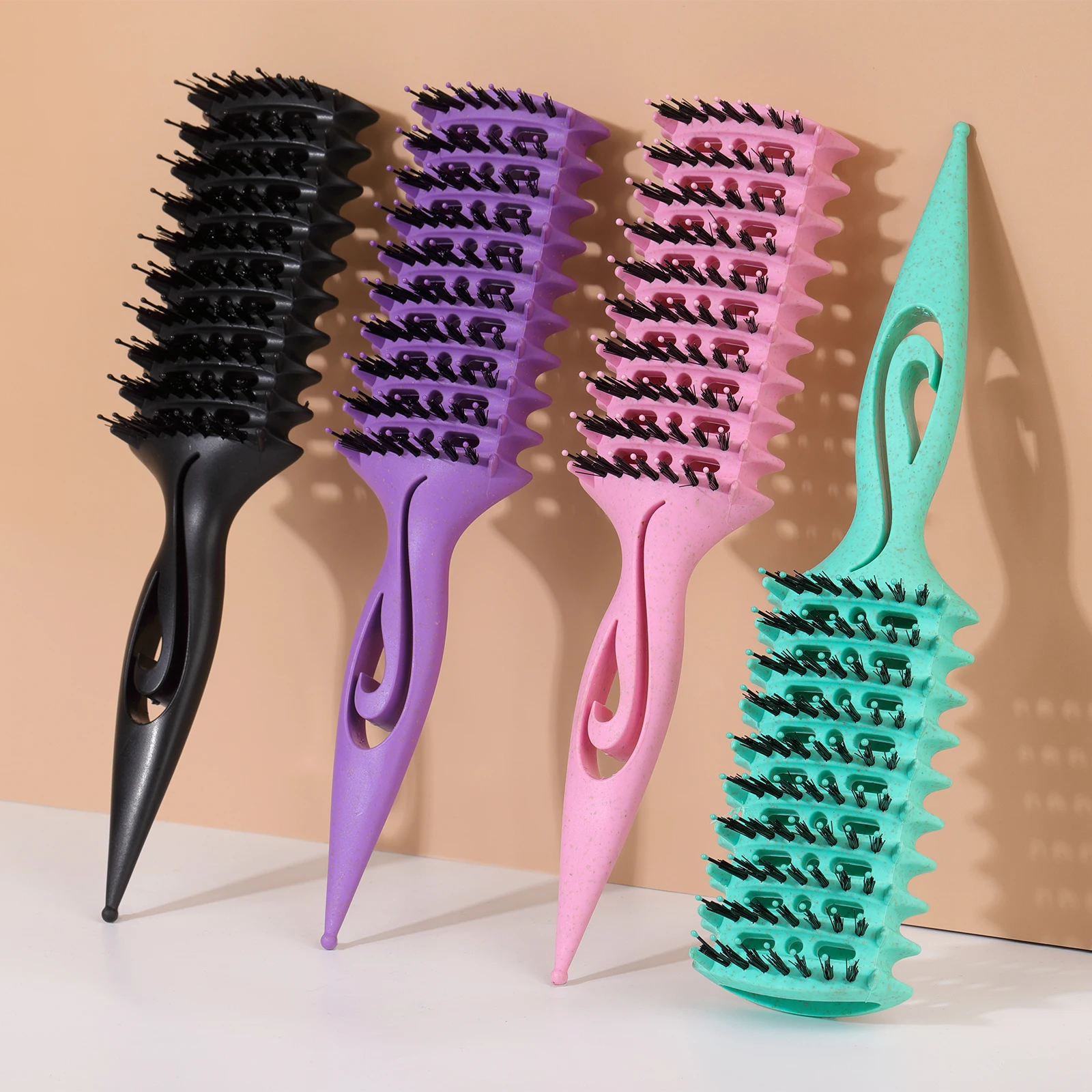 حليقة تحديد فرشاة التصميم الجوف خارج وفك تشابك فرشاة شعر متشابكة الرطب مجعد الشعر مشط تشكيل تجعيد الشعر أدوات الحلاق تصفيف الشعر