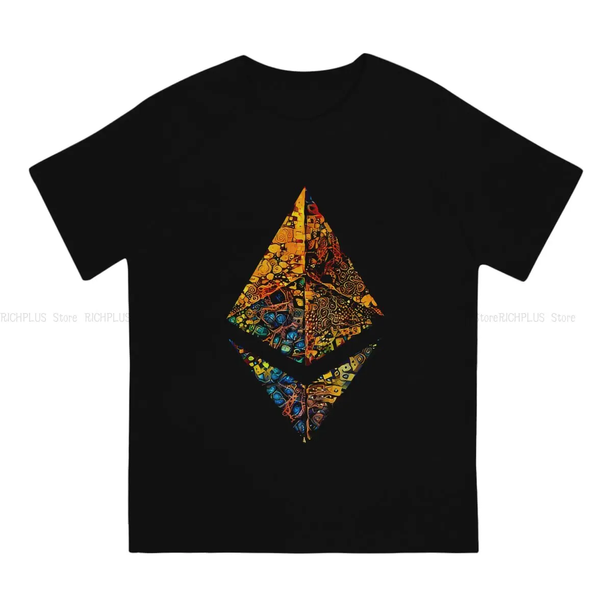 Cryptocurrency TShirt for Men Gold Leafed ETH Crypto Etherium Round Collar Polyester T Shirt Distinctive Gift Clothes Tops