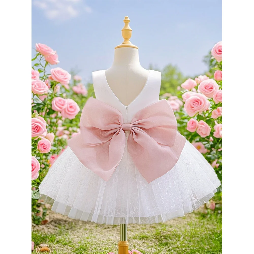 

Elegant white dress suitable for girls' birthday parties princess dress suitable for formal evening dress suitable for children