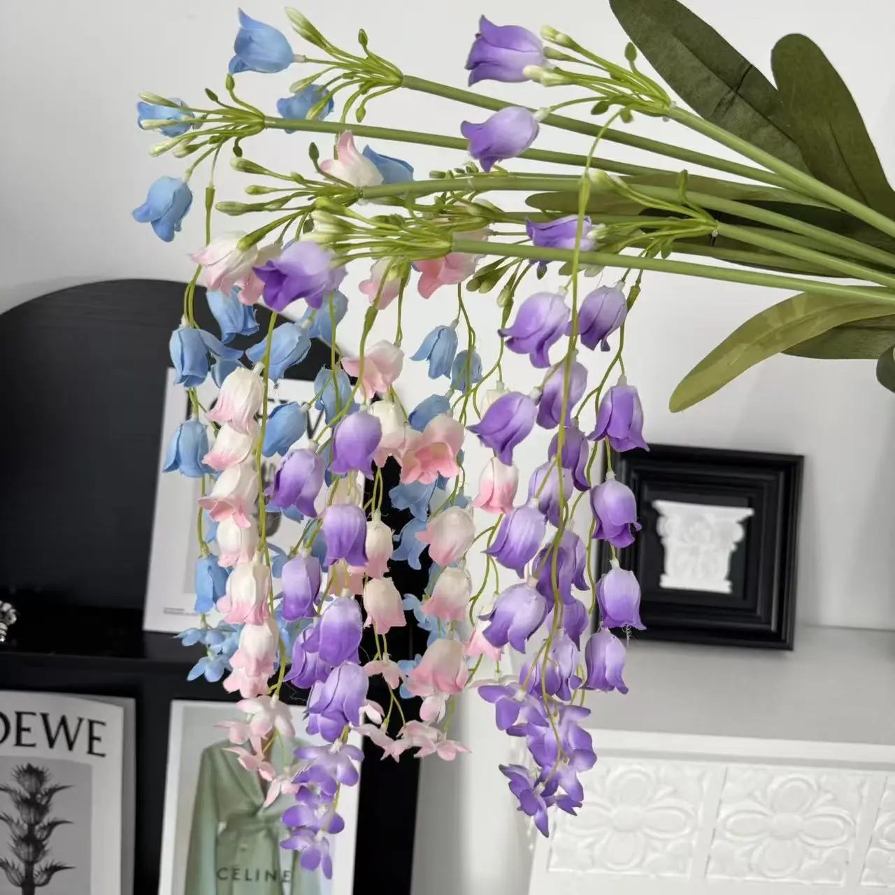 5Pcs Artificial 108cm Wind Chimes Silk Flowers Branch Wedding Hall Wall Decor Road Guide Lily of The Valley Home Decor Layout