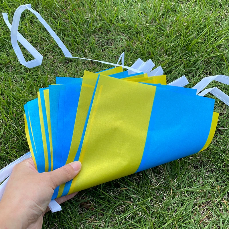 Aerlxemrbrae 5.5M 20pcs/set14cmx21cm Ukraine String Flag Ukraine Hanging Mini Flag Window Flag
