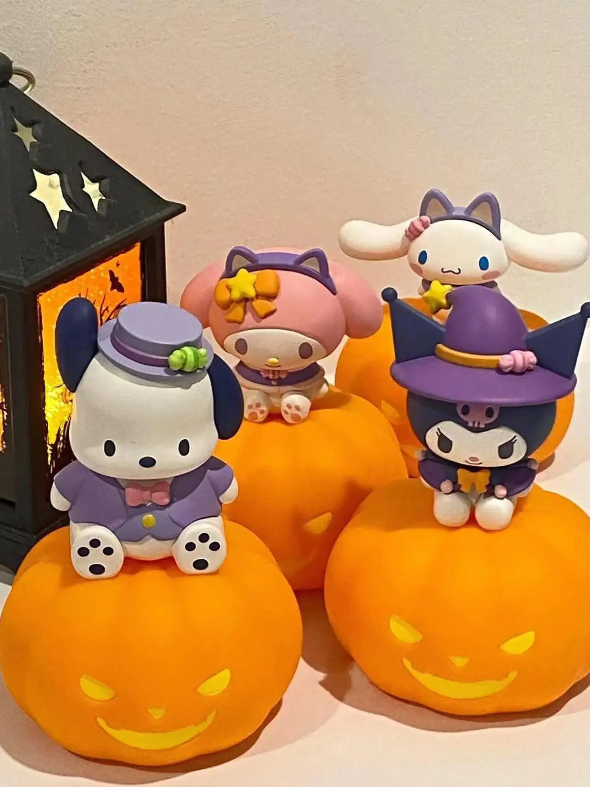 Sanrio Night Light Blind Box Anime Kuromi Melody Cute Desktop Decoration Model Toy Doll Halloween Pumpkin Lamp Collect Gift