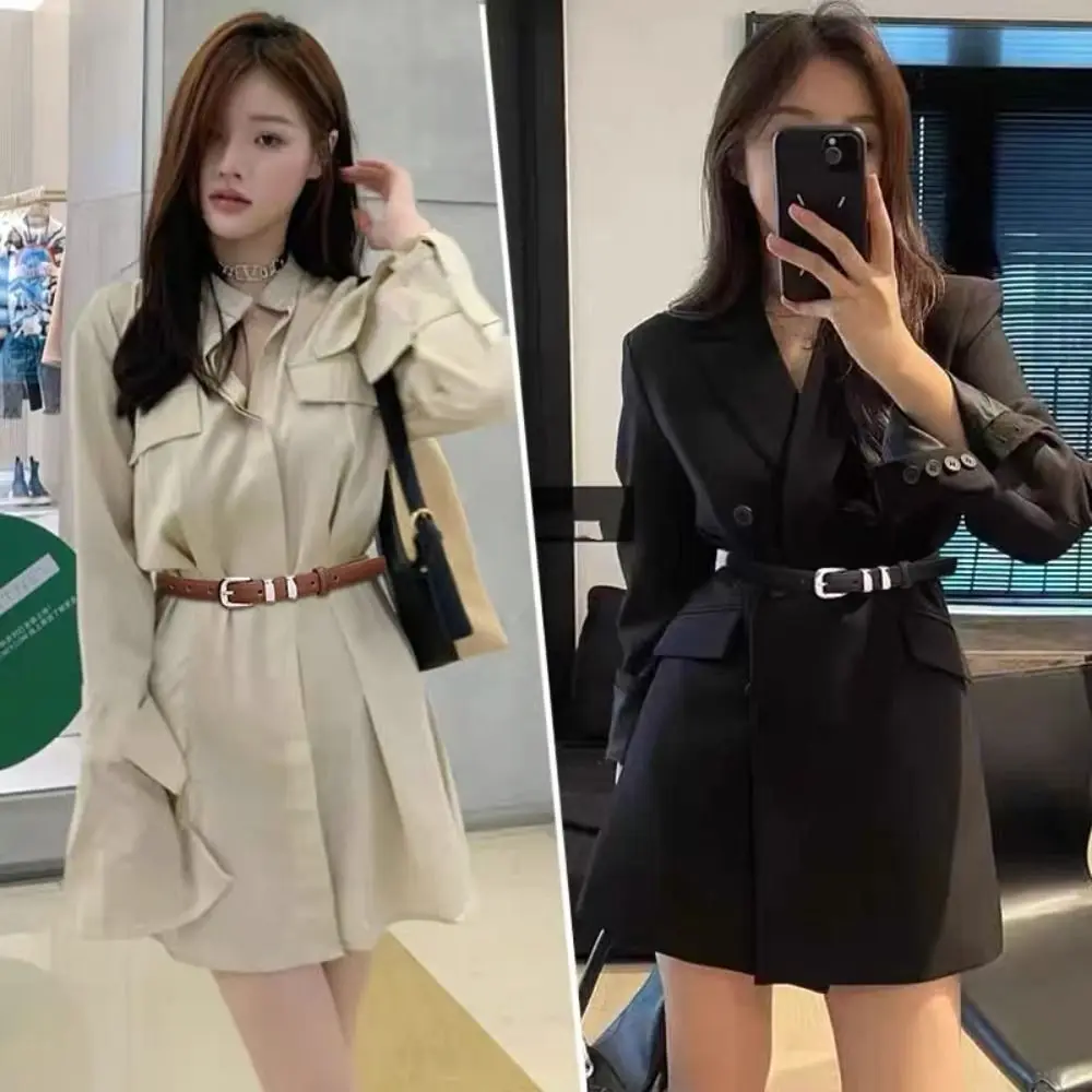 الاتجاه الفاخرة تصميم بو حزام جلد عارضة تنوعا أحزمة رقيقة الرجعية الفضة دبوس مشبك حزام الخصر