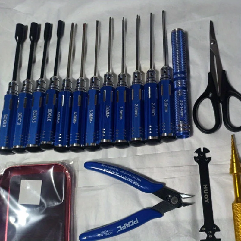 18 Piece Set of Tool Kit Hardware Aviation Model Tools Blue Hexagonal Handle High-speed Steel Phillips Screwdriver