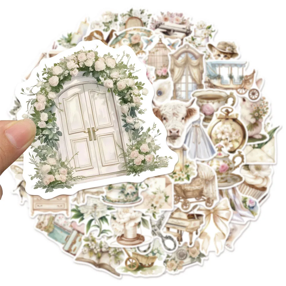 50PCS Creative White Renaissance Little Fresh Graffiti Sticker Luggage Notebook Skateboard Speaker Label Waterproof Sticker