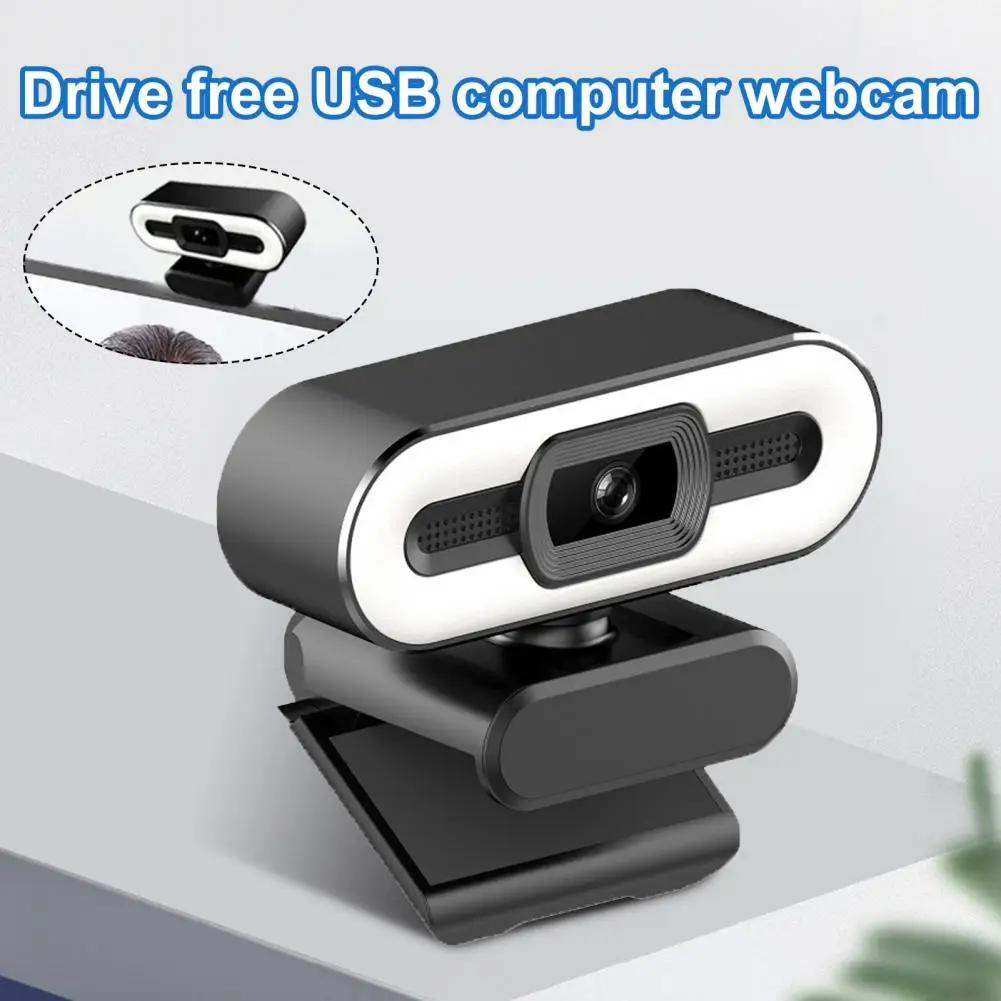 Laptop Webcam with Microphone Desktop Webcam USB Interface Ring Fill Light 1080P/2K Computer Webcam with Microphone