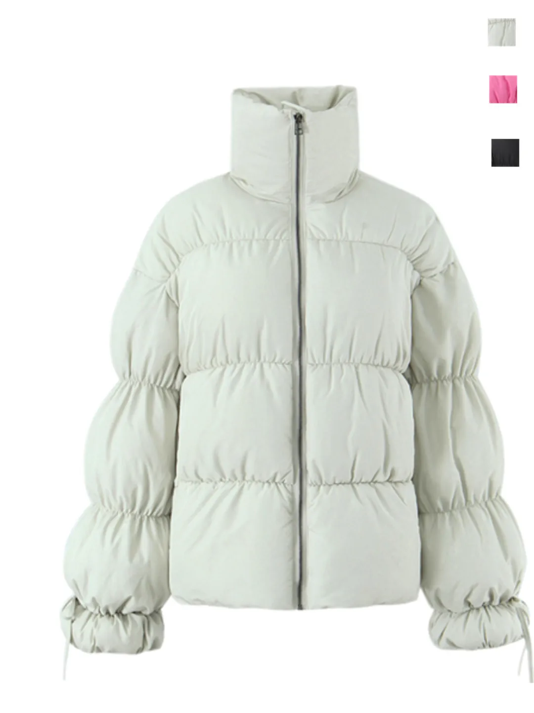 

Comfortable Cotton Jacket Puffy Bread Style Stand Collar Casual Loose Fit Warm Good Looking Anti-Aging Zipper Closure Long Sl...