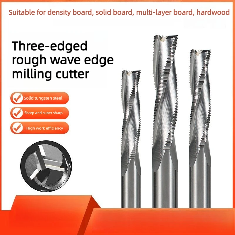 

Three-edge tungsten steel slotting and corrugated cutting rough skin milling cutter - Wood door lock hole and mortise cutter