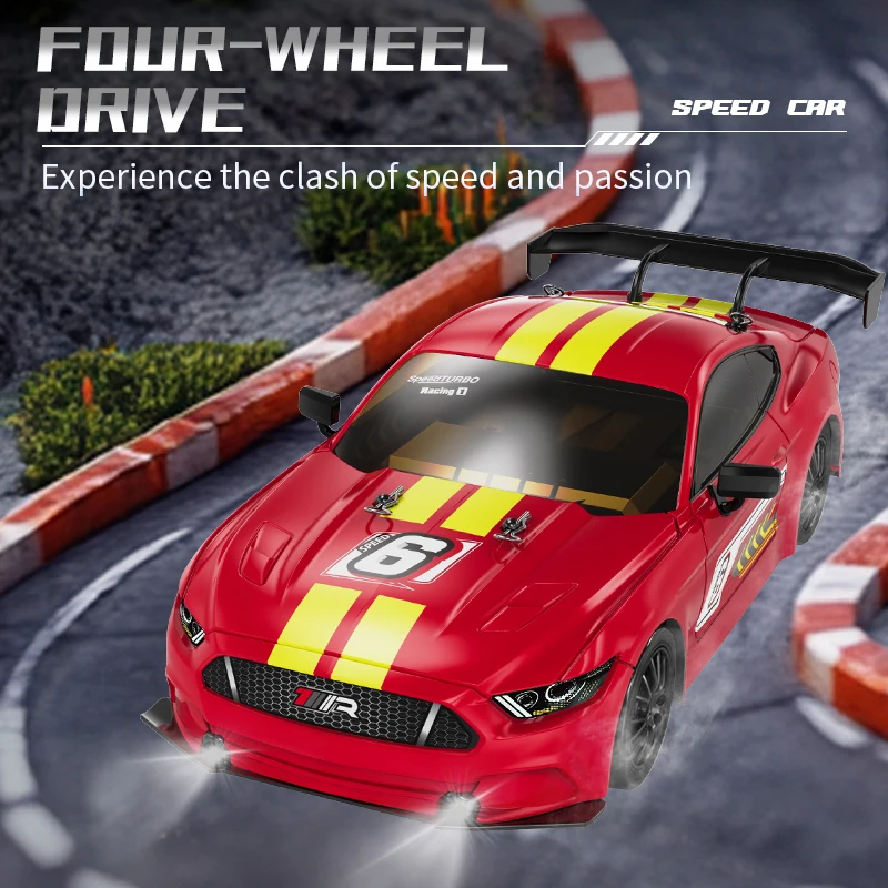 

KF28 1/16 4WD RC Drift Car With LED Lights Professional 2.4G Remote Control High Speed Racing Model Kids Toys Gifts VS GTR AE86