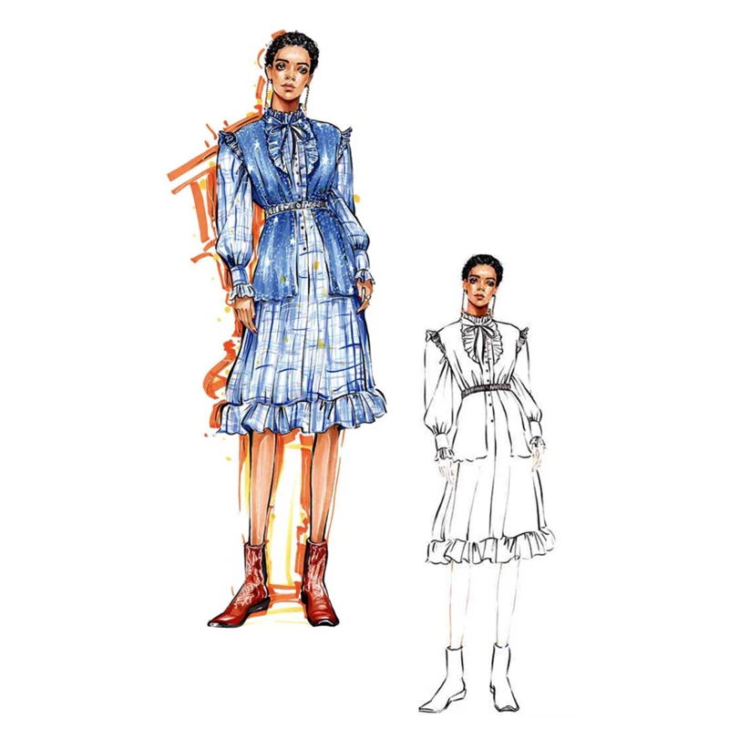 Fashion Design Hand-painted Copying Book Clothing Matching Line Draft Creative Design Sketchbook Designer-specific Practice Book