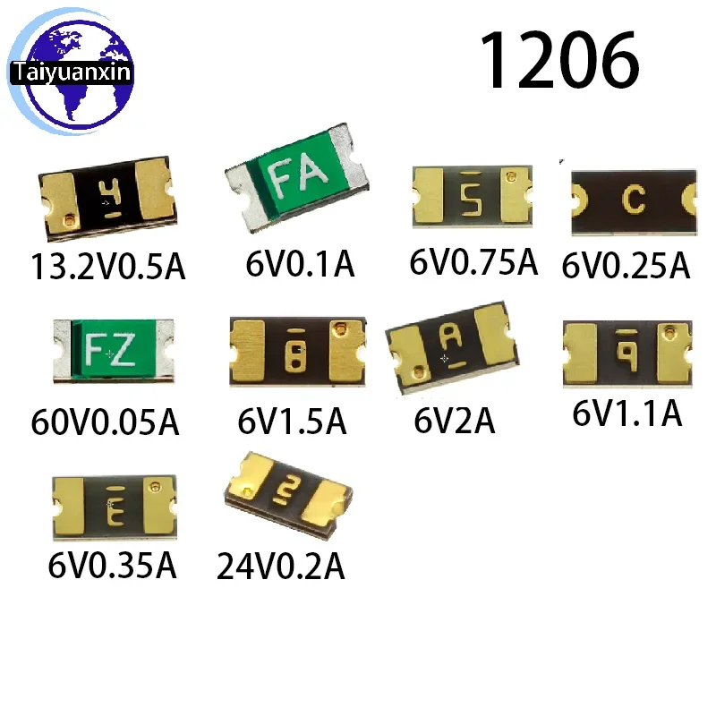 50PCS 0805 1206 1210 1812 Fuse SMD Patch PTC Resettable Fuse 0.05A 0.1A 0.2A 0.3A 0.35A 0.5A 0.75A 1A 1.5A 2A 2.6A 3A 6V 9V 15V