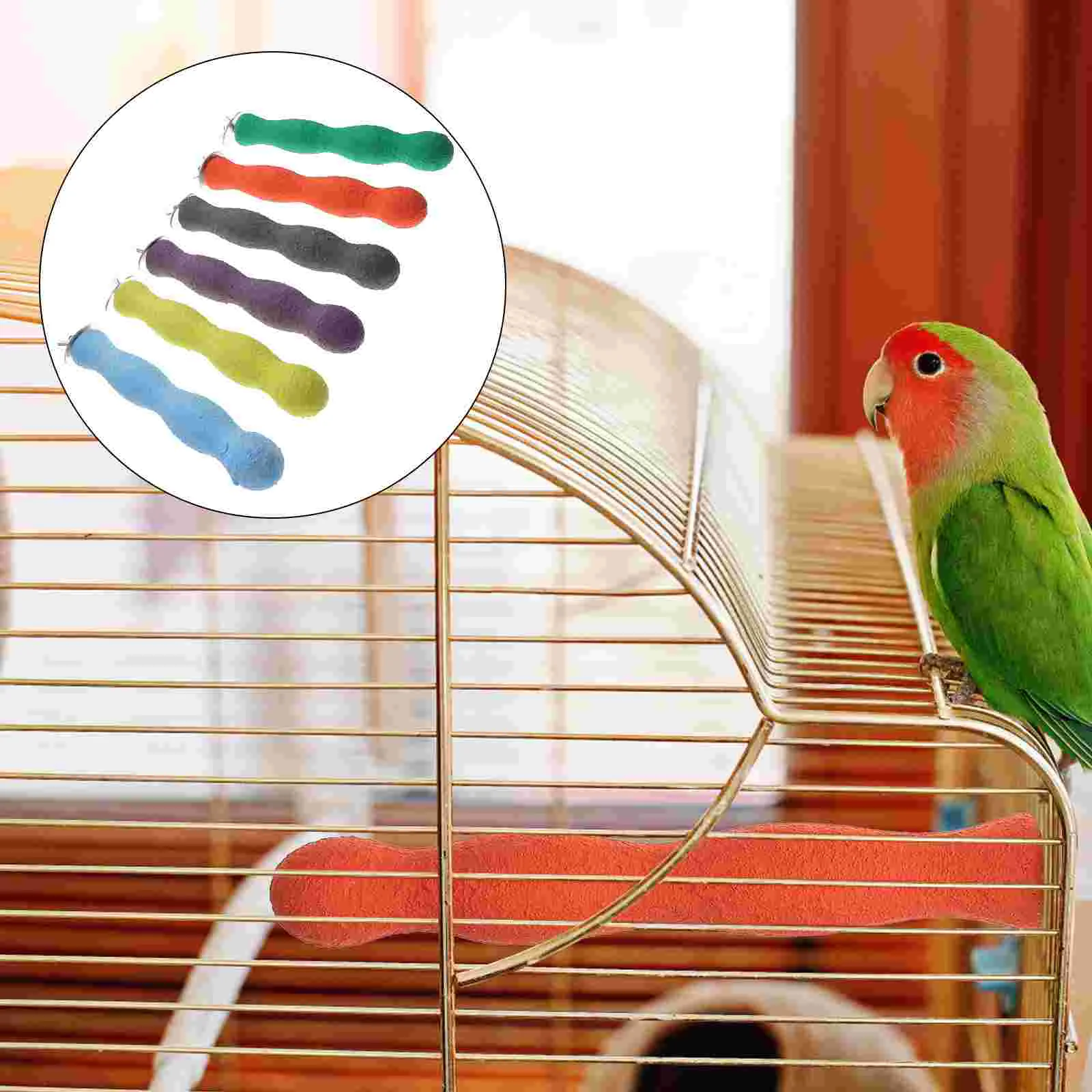 Ecofriendly Natural Wood Bird Perch Foldable Grind Arenaceous Stick Cage Accessories Parrot Toy Foot Exercise Beak Nail Trim