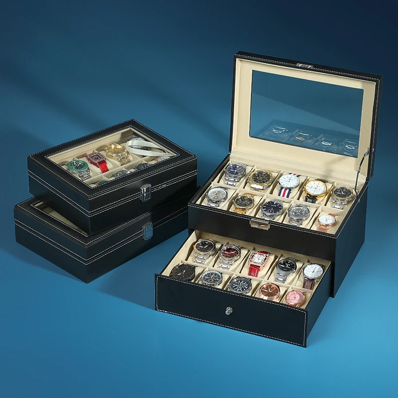 

Роскошный кожаный ящик для часов, витрина для мужчин и женщин, механические и электронные наручные часы, органайзер для ювелирных изделий