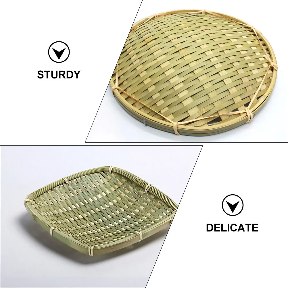 

2Pcs Bamboo Craft Food Baskets Woven Bread Storage Snack Candy Fruit Holder Home Organizer Decorative Food Basket