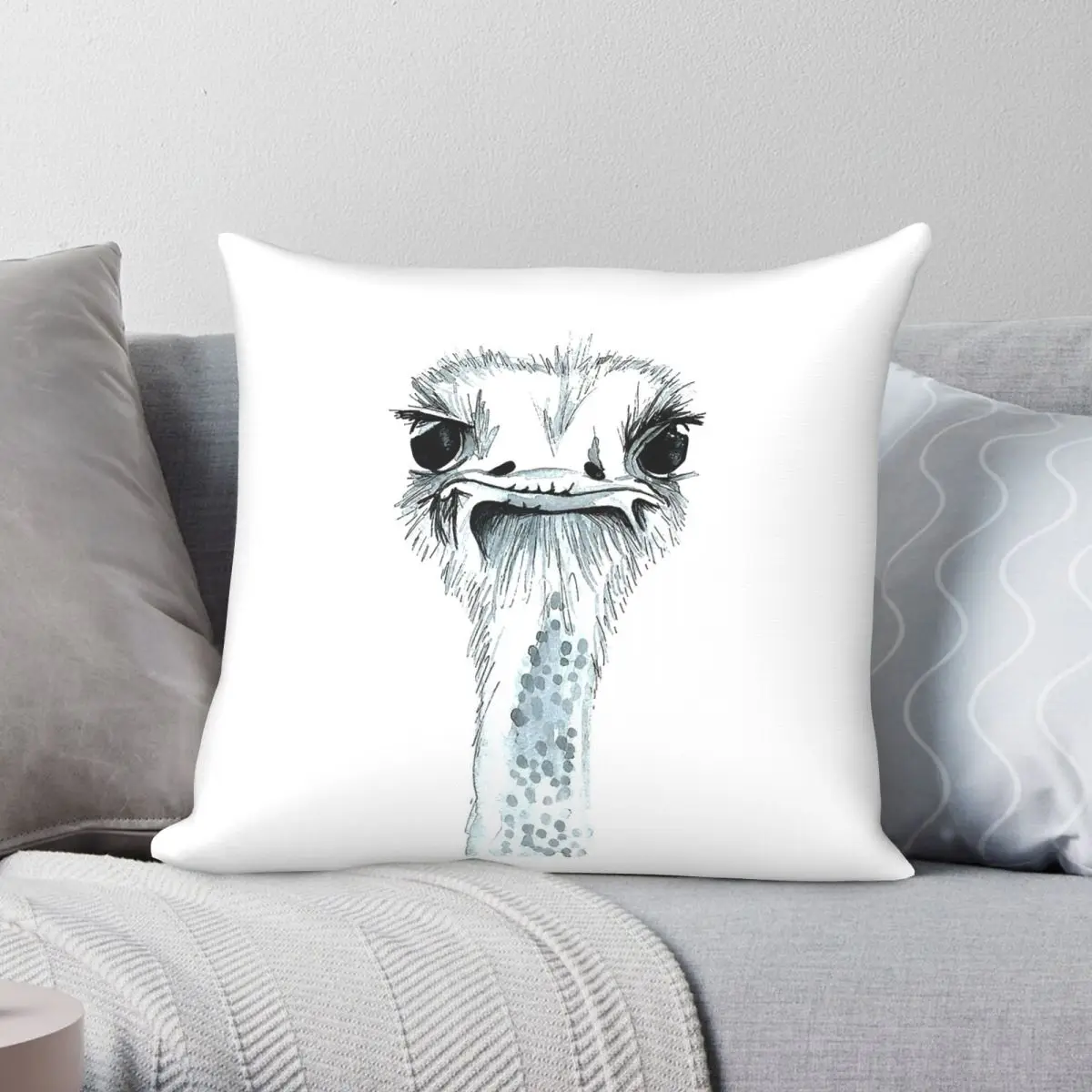 Percy The Ostrich Square Pillowcase Polyester Linen Velvet Printed Zip Decor Throw Pillow Case Home Cushion Cover 18