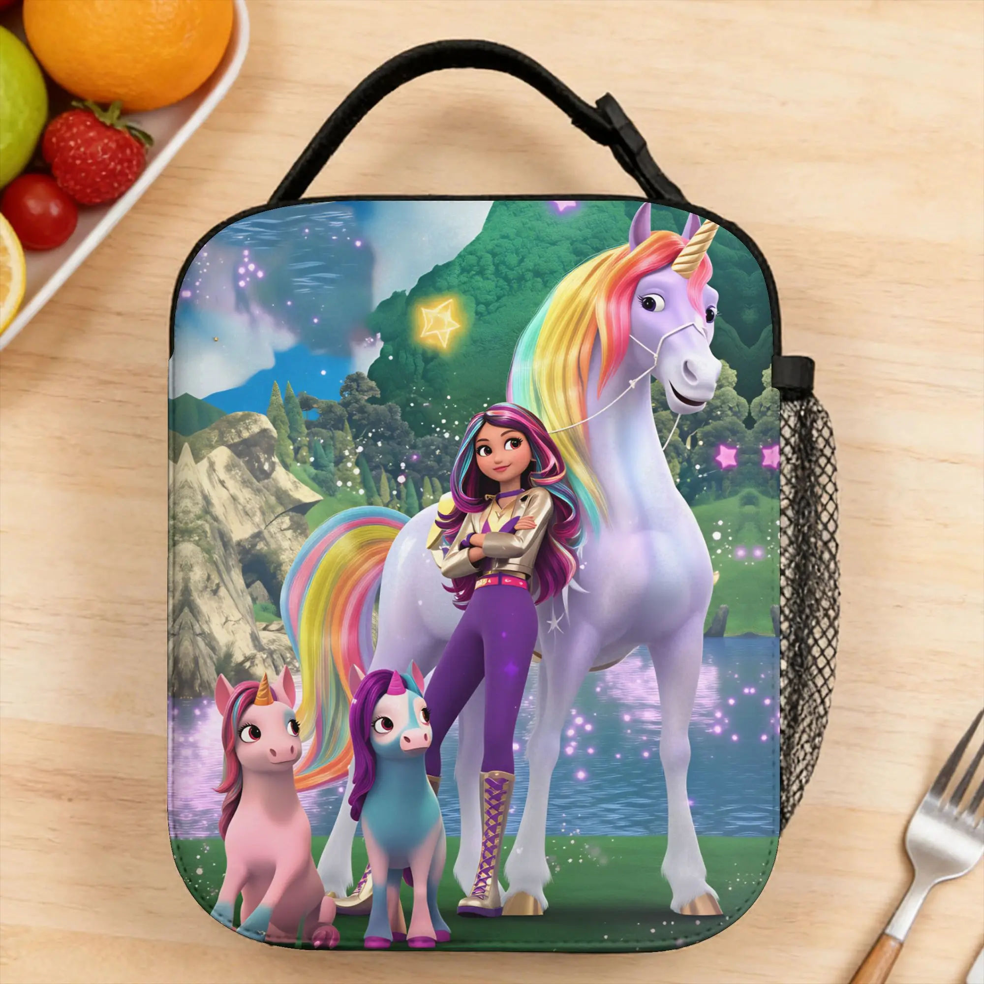 Unicorn Academy Lunch Bag  Fun Lunch Box For Unisex  Travel Cooler Bag Oxford Thermal Tote Handbags