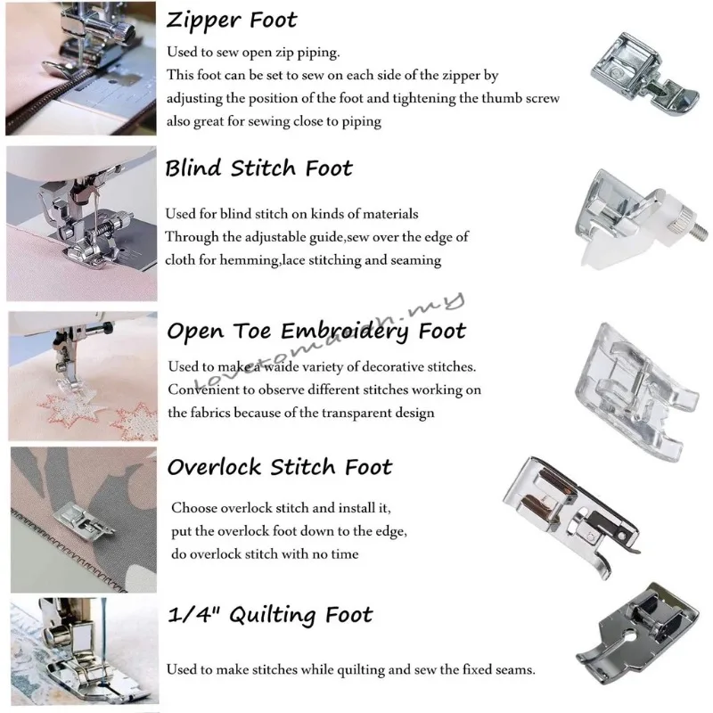 Presser Feet Set 11Pcs Snap On Sewing Machine Foot for Home Low Shank Sewing Machine Use Presser Foot Feet Kit Tool Accessories