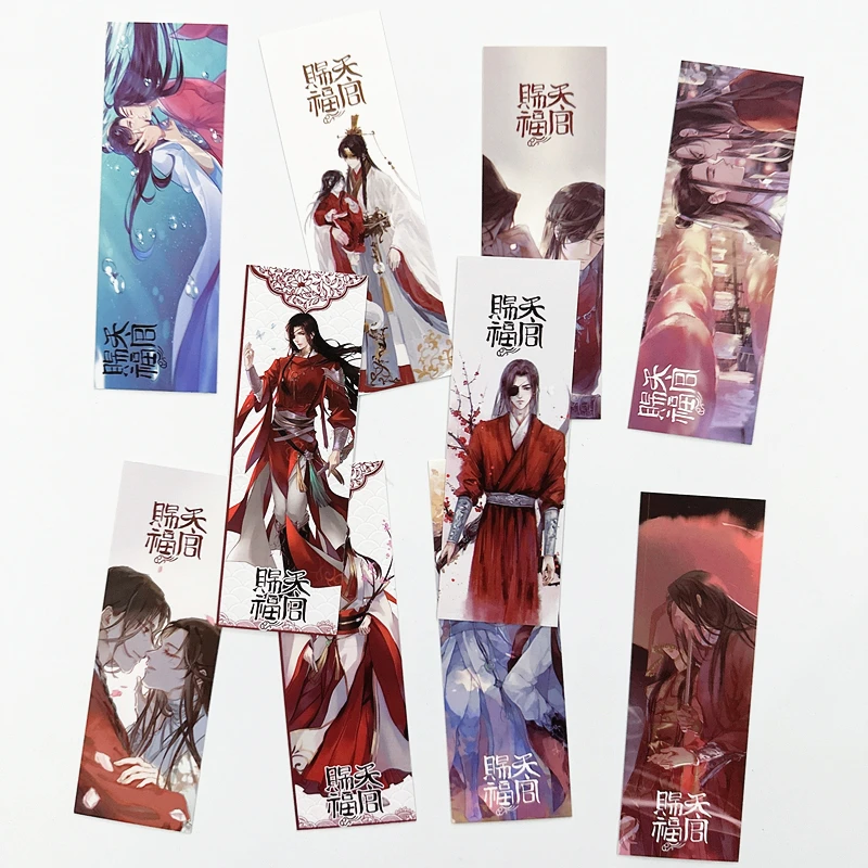 10 sztuk/zestaw Anime niebo błogosławieństwo oficjalne zakładka Tian Guan Ci Fu DIY Cartoon Book Marks Holder Cosplay prezent